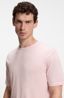 BOSS BY BECKHAM knit T-shirt in virgin wool, Light Pink