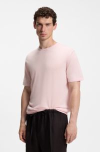BOSS BY BECKHAM T-shirt in maglia di lana vergine, Rosa chiaro