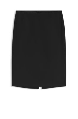Virgin-wool pencil skirt, Black