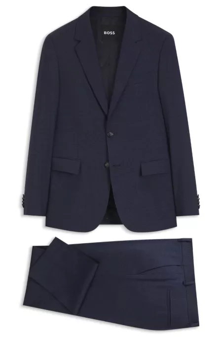 Slim-fit suit in micro-patterned virgin wool