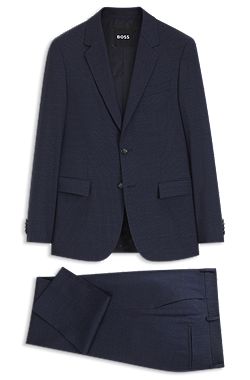 Fato slim-fit em lã virgem com padrão micro