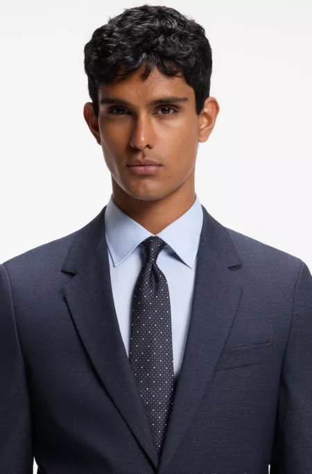 Slim-fit suit in micro-patterned virgin wool