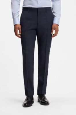 Slim-fit suit in micro-patterned virgin wool, Dark Blue