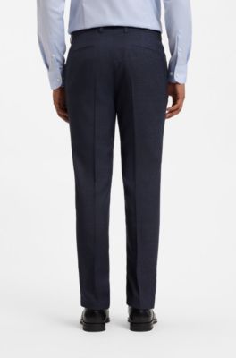 Abito slim fit in lana vergine con micromotivo, Blu scuro