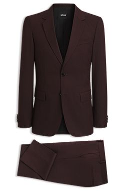 Slim-fit suit in micro-patterned virgin wool