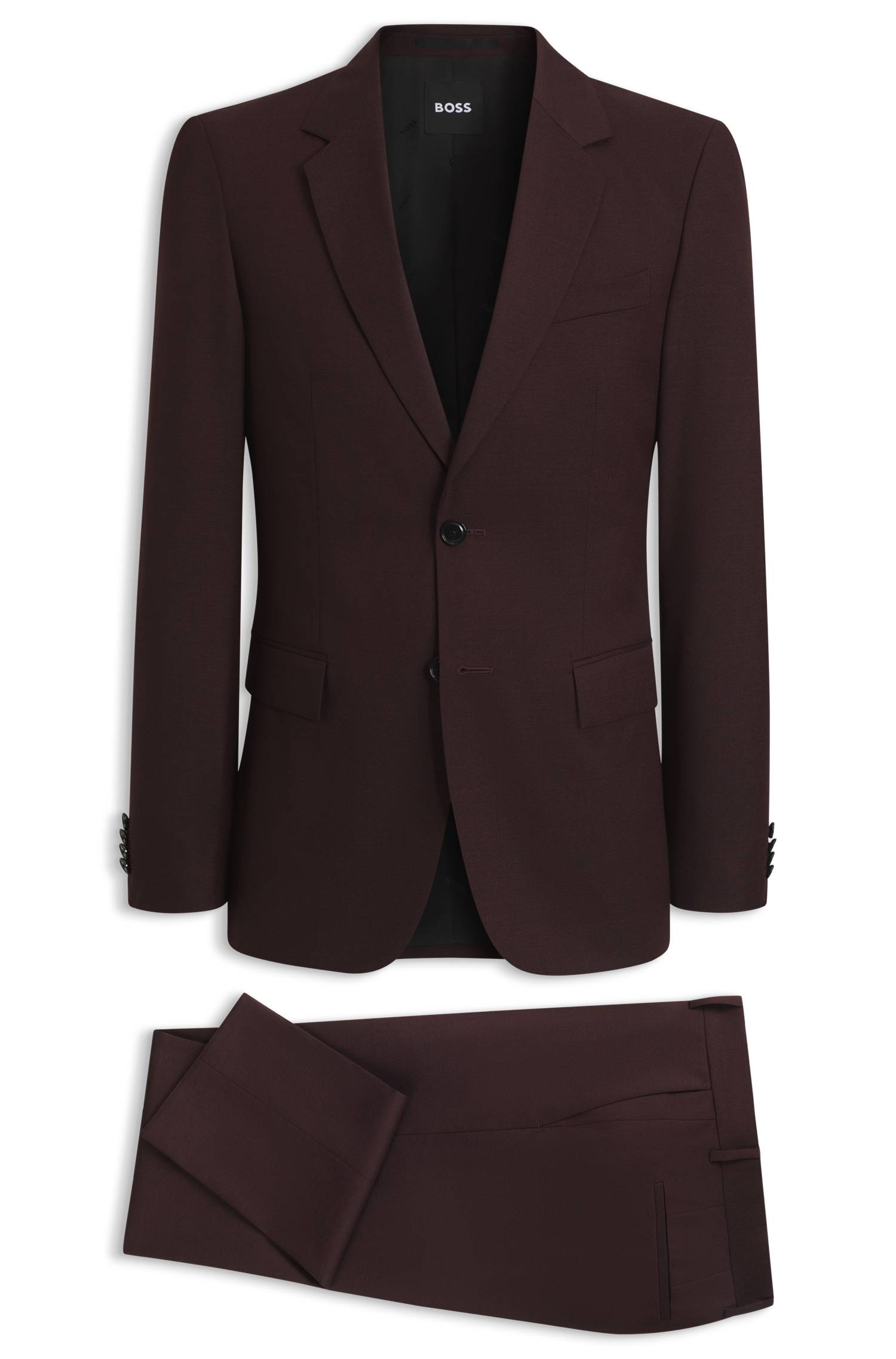 Boss Slim-fit suit in micro-patterned virgin wool kostymer herr – bild 4