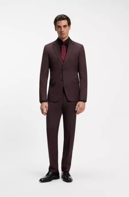 Costume Slim en laine vierge à micro motif