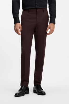 Abito slim fit in lana vergine con micromotivo, Rosso scuro