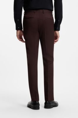 Abito slim fit in lana vergine con micromotivo, Rosso scuro