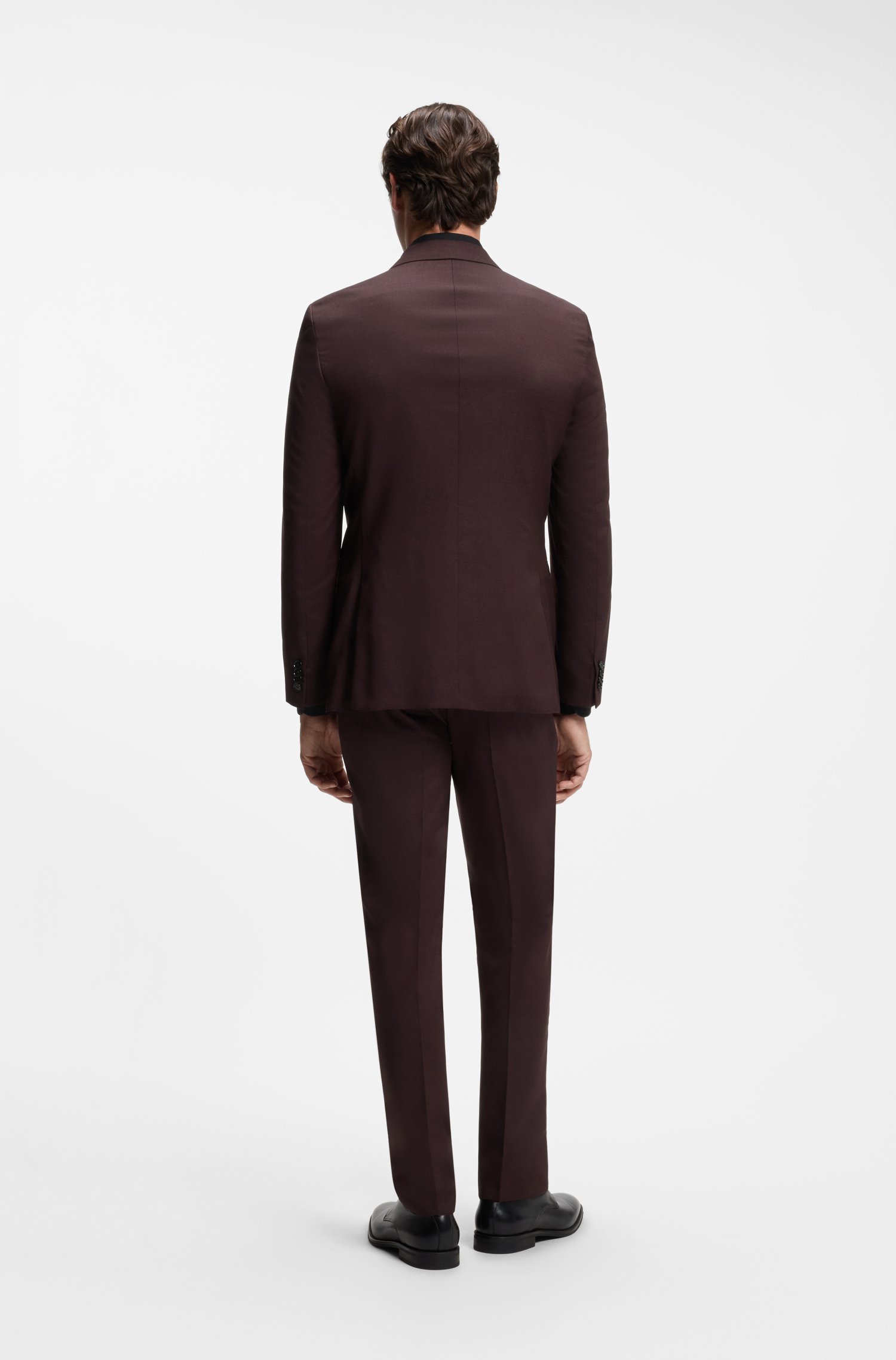 Boss Slim-fit suit in micro-patterned virgin wool kostymer herr – bild 3