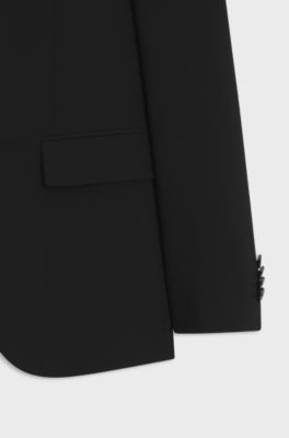 Two-piece suit in a melange stretch-wool blend, Black