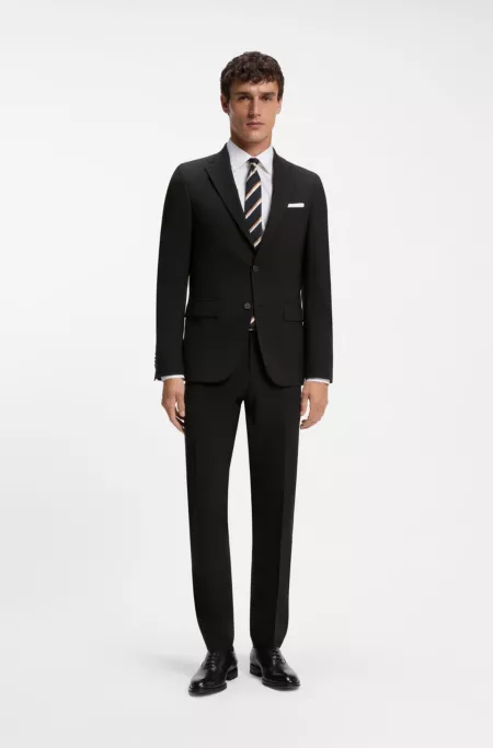Two-piece suit in a melange stretch-wool blend
