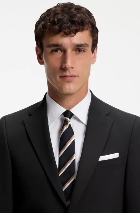 Two-piece suit in a melange stretch-wool blend