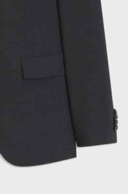 Two-piece suit in a melange stretch-wool blend, Dark Grey
