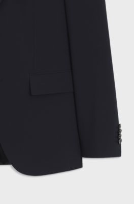Two-piece suit in a melange stretch-wool blend, Dark Blue