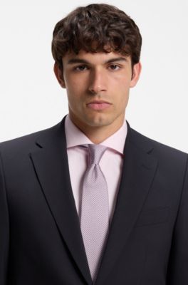 Two-piece suit in a melange stretch-wool blend, Dark Blue