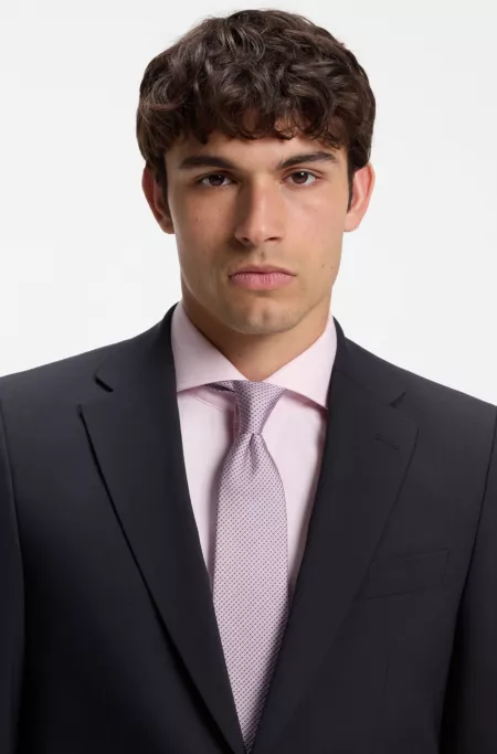 Two-piece suit in a melange stretch-wool blend