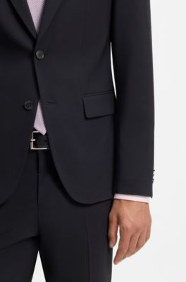 Two-piece suit in a melange stretch-wool blend, Dark Blue