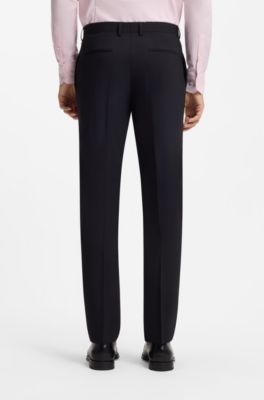 Two-piece suit in a melange stretch-wool blend, Dark Blue