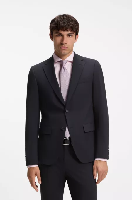 Two-piece suit in a melange stretch-wool blend
