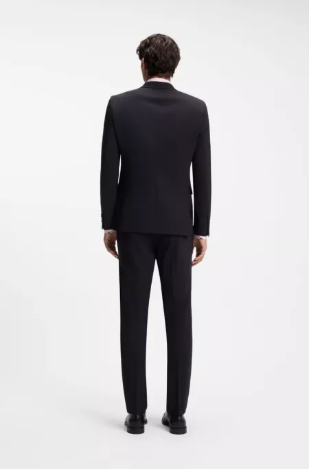 Two-piece suit in a melange stretch-wool blend