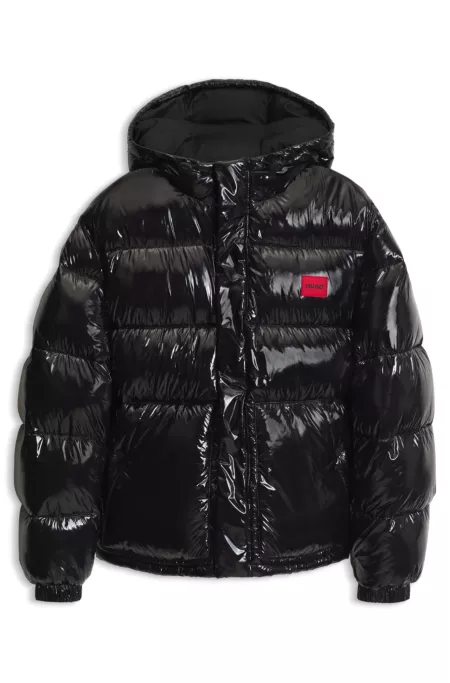 Water-repellent padded jacket with lacquered finish
