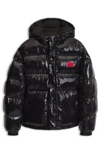 Water-repellent padded jacket with lacquered finish, Black