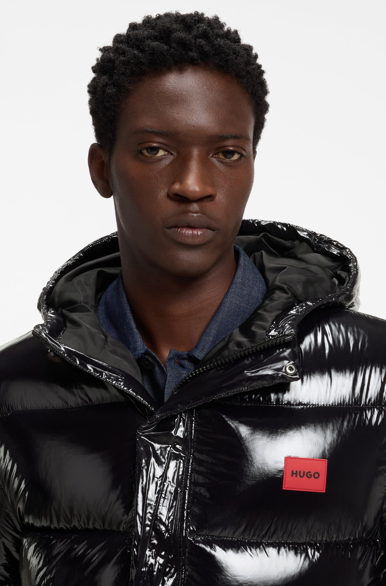 Hugo Water-repellent padded jacket with lacquered finish jackor herr – bild 3