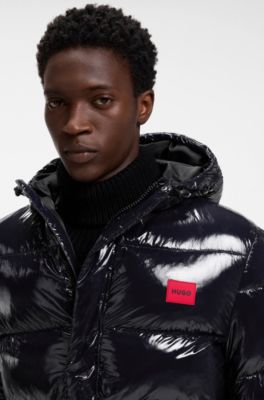 Water-repellent padded jacket with lacquered finish, Dark Blue