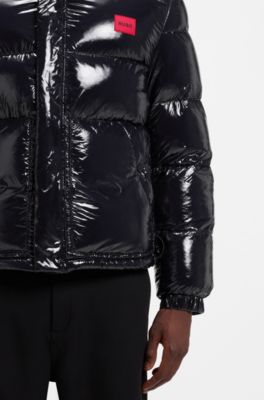 Water-repellent padded jacket with lacquered finish, Dark Blue
