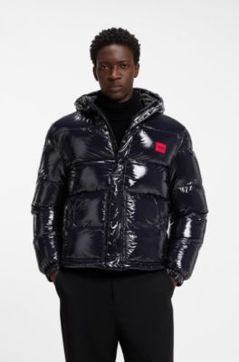 Water-repellent padded jacket with lacquered finish, Dark Blue