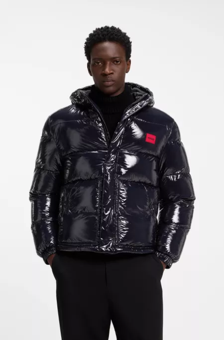 Water-repellent padded jacket with lacquered finish