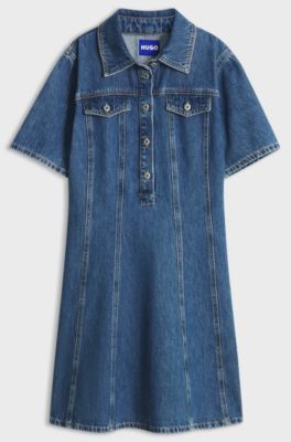Denim shift dress, Blue