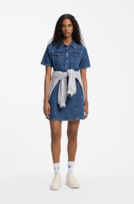 Denim shift dress, Blue