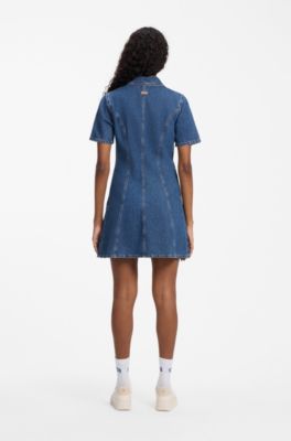 Denim shift dress, Blue
