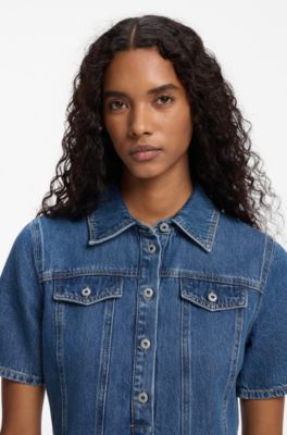 Denim shift dress, Blue