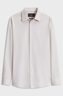 Slim-fit cotton shirt, Beige