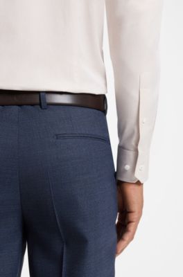 Slim-fit cotton shirt, Beige