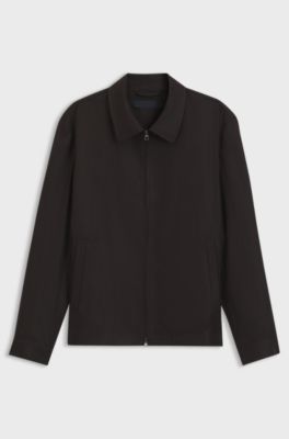 BOSS BY BECKHAM relaxed-fit jacka i linne, M&ouml;rkbrun