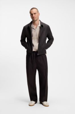 BOSS BY BECKHAM relaxed-fit jacka i linne, M&ouml;rkbrun