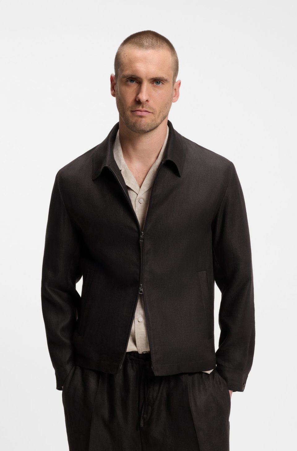 BY BECKHAM relaxed-fit linen jacket