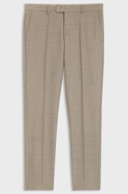 BOSS BY BECKHAM slim-fit suit trousers in virgin wool, Light Beige