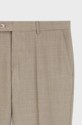 BOSS BY BECKHAM slim-fit suit trousers in virgin wool, Light Beige
