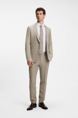 BOSS BY BECKHAM Pantaloni da abito slim fit in lana vergine, Beige chiaro