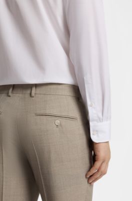 BOSS BY BECKHAM slim-fit suit trousers in virgin wool, Light Beige