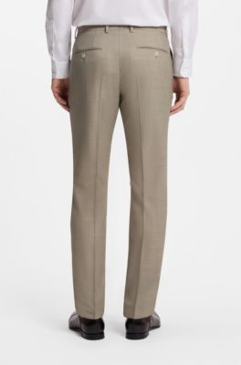 BOSS BY BECKHAM slim-fit suit trousers in virgin wool, Light Beige
