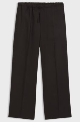 BOSS BY BECKHAM relaxed-fit linen trousers, Dark Brown