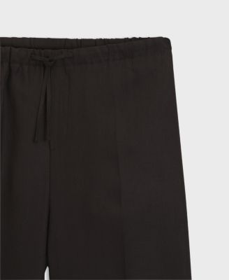BOSS BY BECKHAM relaxed-fit linen trousers, Dark Brown