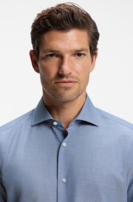 Regular-fit cotton-cashmere shirt, Blue