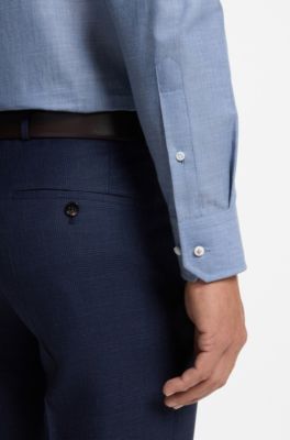 Regular-fit cotton-cashmere shirt, Blue